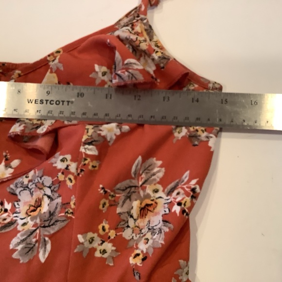 Xhiliration Mini Dress Size Small Spaghetti Straps Orange Floral Print Y2K 90s - Picture 5 of 10